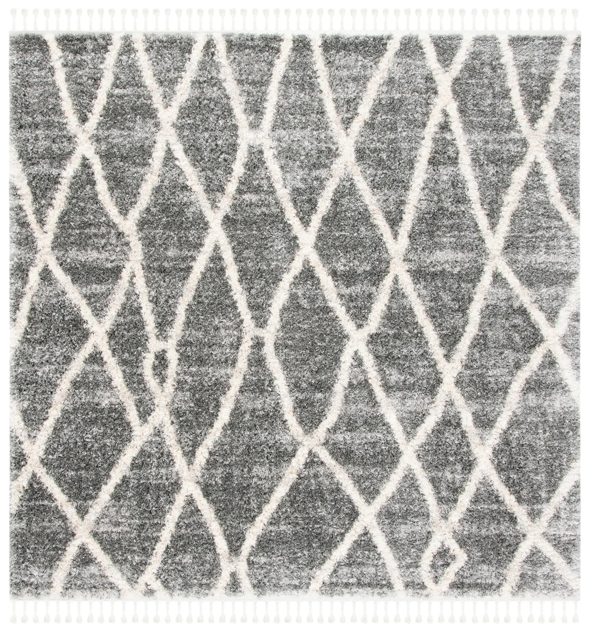 Safavieh Berber Fringe Shag 6'-7" x 6'-7" Rug in Grey / Cream