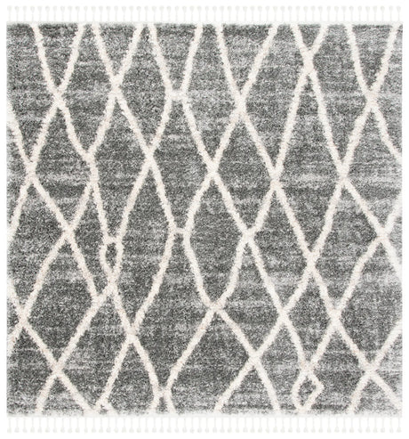 Safavieh Berber Fringe Shag 6'-7" x 6'-7" Rug in Grey / Cream