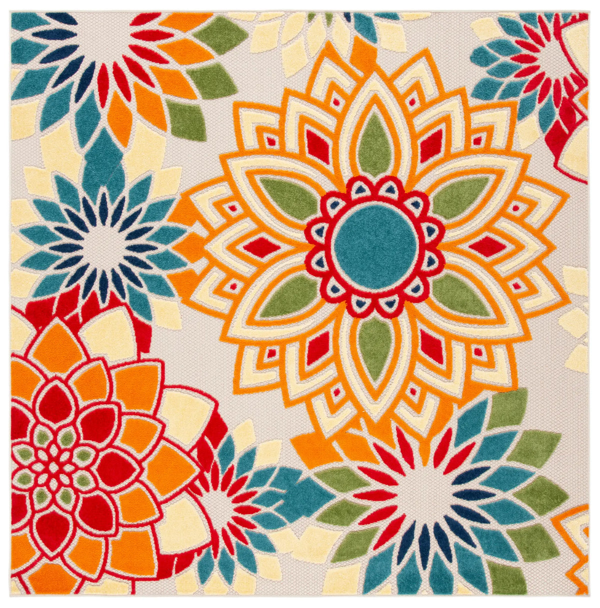 Safavieh Cabana 6'-7" x 6'-7" Rug in Ivory / Orange