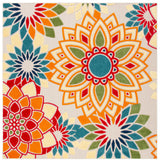Safavieh Cabana 6'-7" x 6'-7" Rug in Ivory / Orange