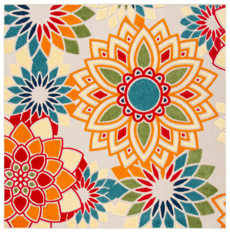 Safavieh Cabana 6'-7" x 6'-7" Rug in Ivory / Orange