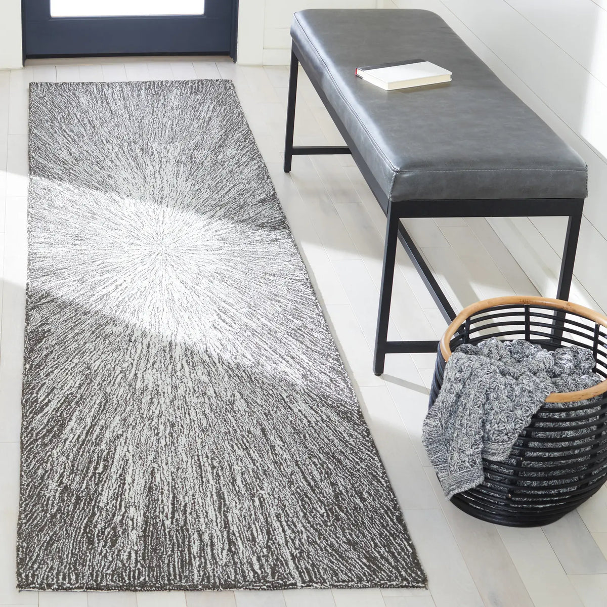 Safavieh Micro-Loop 2'-3" x 9'-0" Rug in Charcoal / Grey