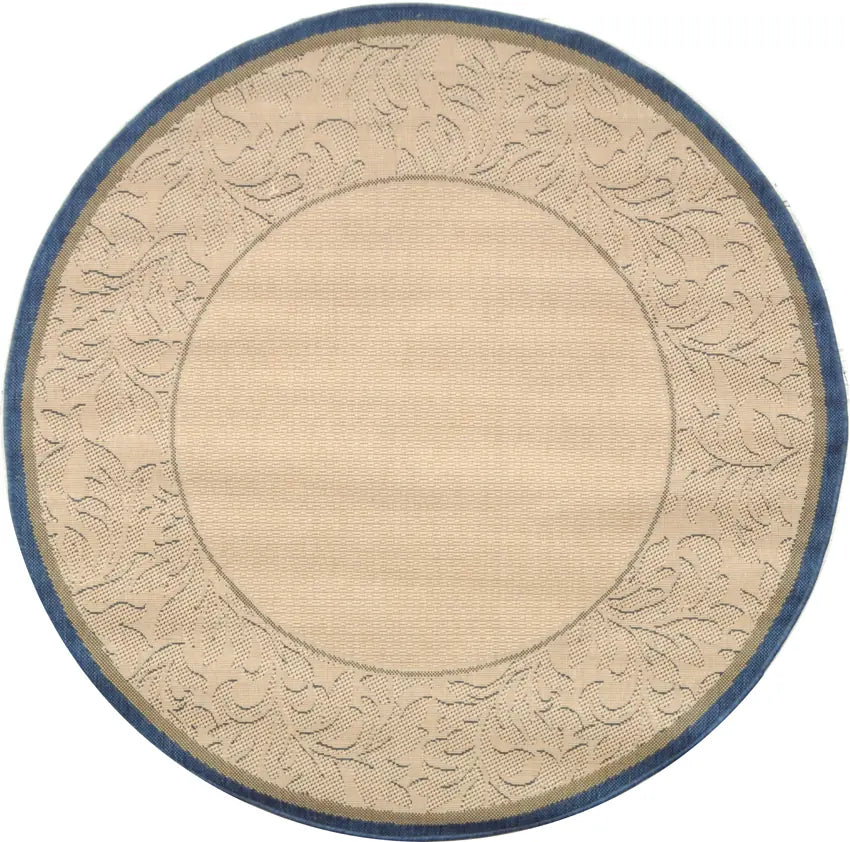 Safavieh Courtyard 5'-3" x 5'-3" Rug in Natural / Blue