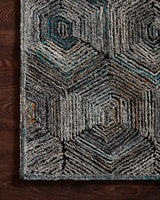 Loloi Prescott Pre-02 Metal Rugs - corner on wood