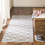 Safavieh Dhurries 2'-6" x 7'-0" Rug in Silver / Ivory