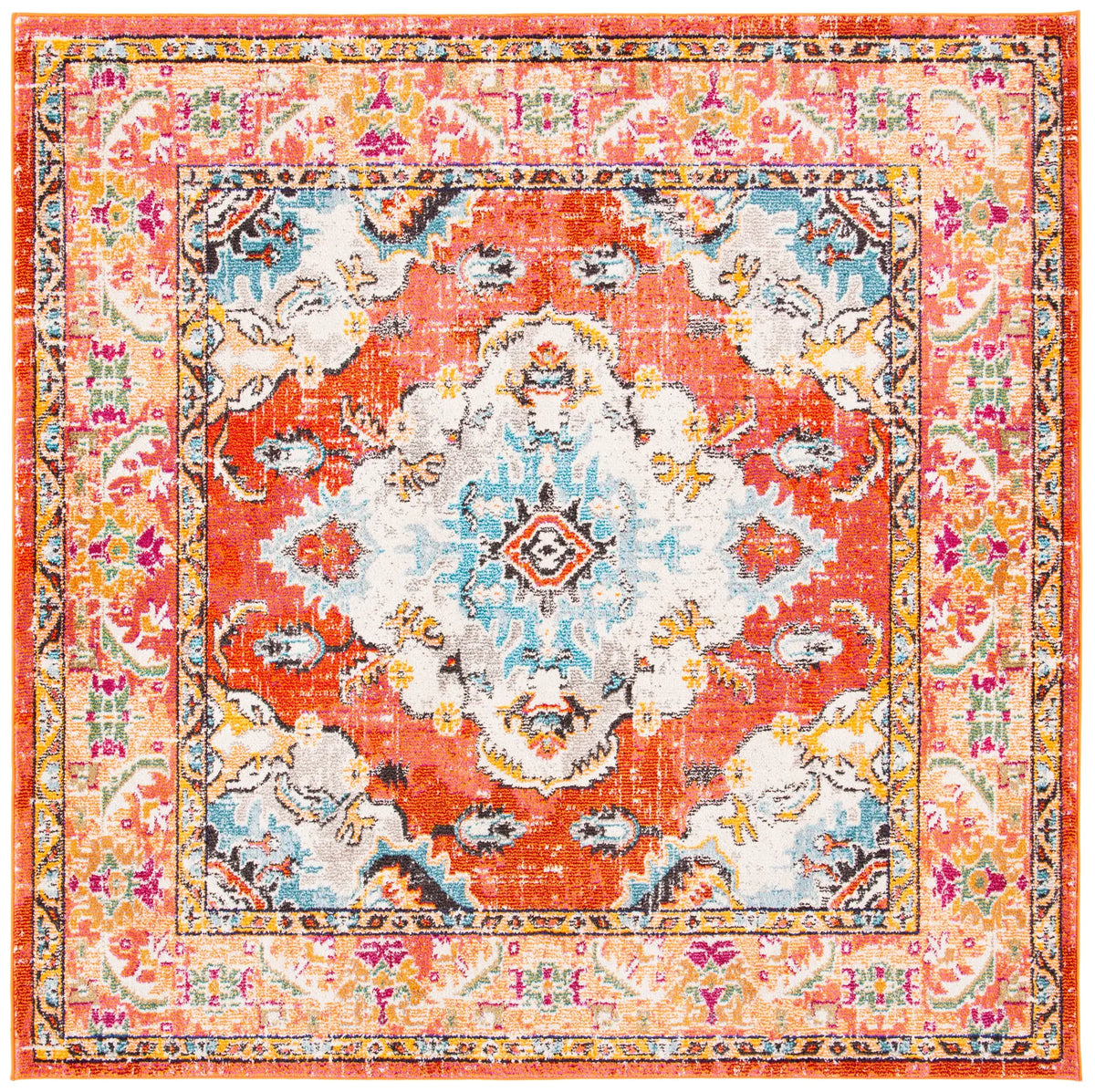 Safavieh Monaco 6'-7" x 6'-7" Rug in Orange / Light Blue
