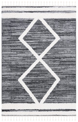 Safavieh Moroccan Tassel Shag 4'-0" x 6'-0" Rug in Black / Ivory