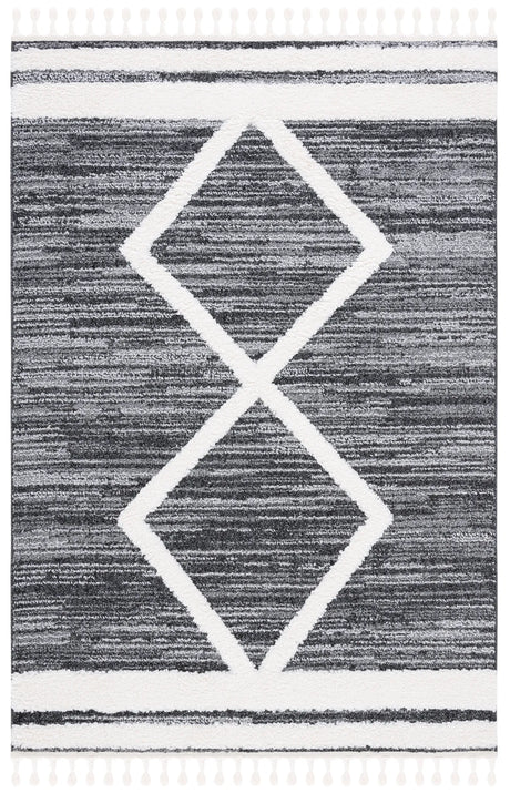 Safavieh Moroccan Tassel Shag 4'-0" x 6'-0" Rug in Black / Ivory