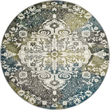 Safavieh Watercolor 6'-7" x 6'-7" Rug in Ivory / Peacock Blue