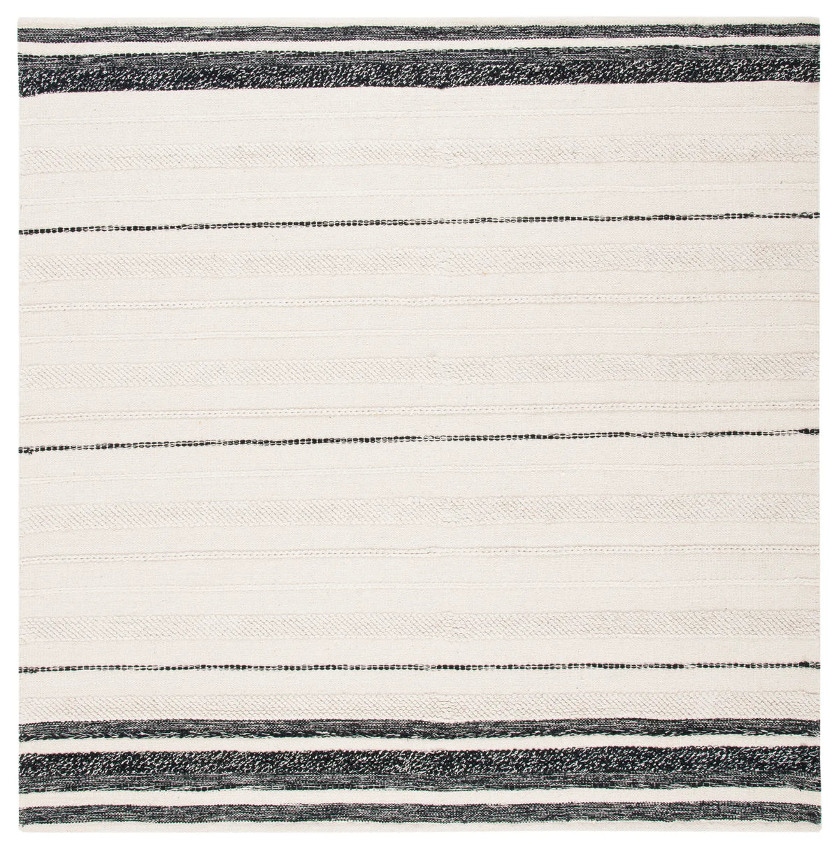 Safavieh Striped Kilim 7'-0" x 7'-0" Rug in Ivory / Black
