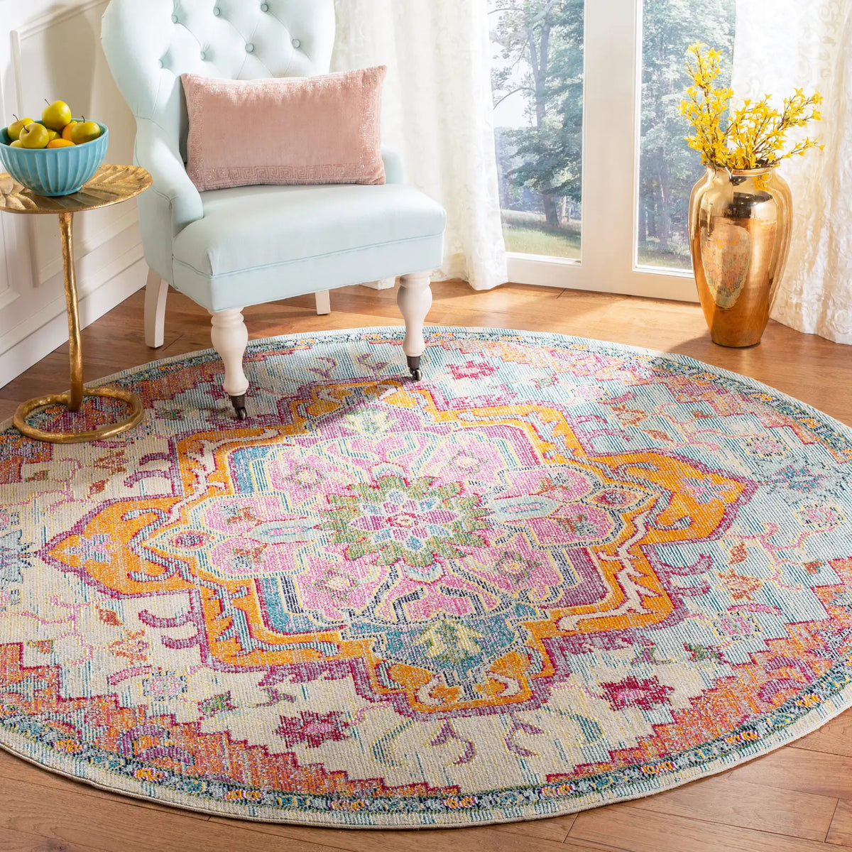 Safavieh Crystal 10'-0" x 10'-0" Rug in Light Blue / Fuchsia