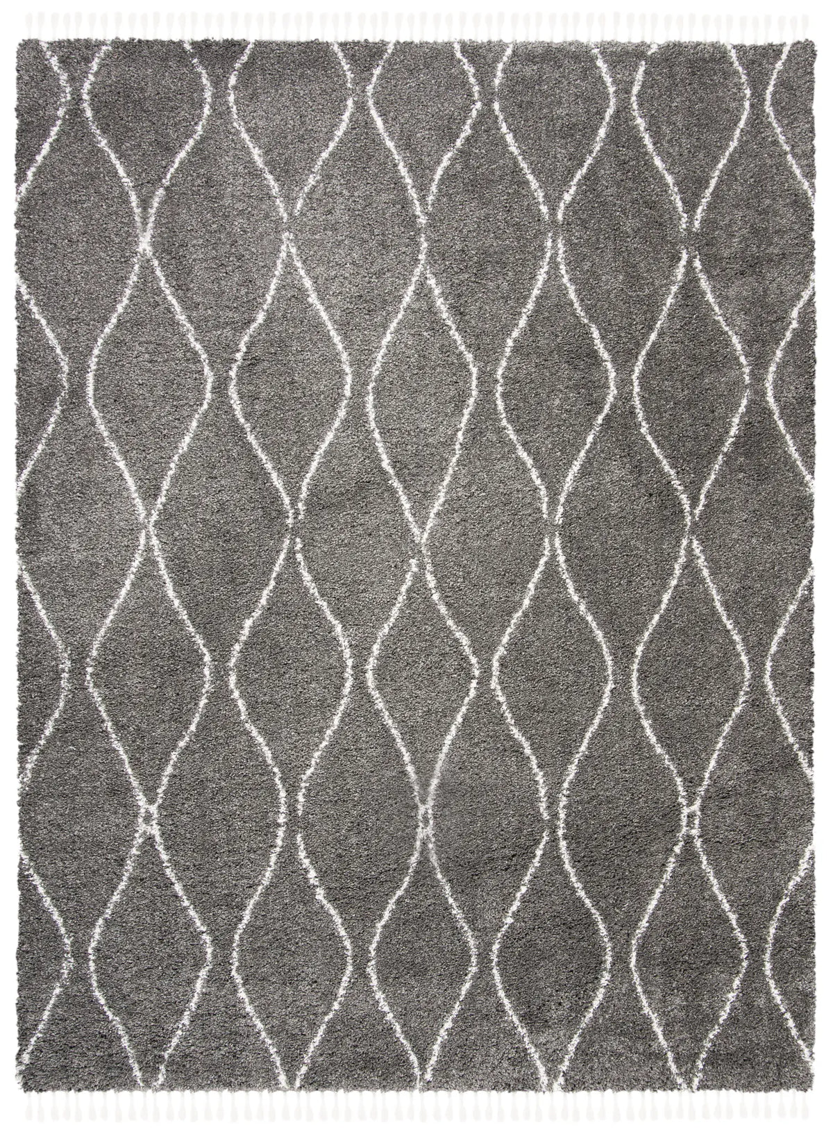 Safavieh Moroccan Fringe Shag 8'-0" x 10'-0" Rug in Grey / Ivory