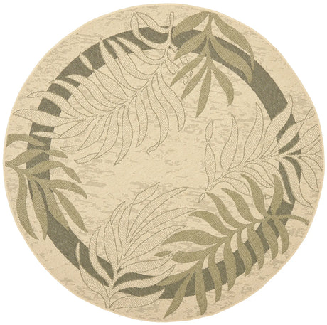 Safavieh Courtyard 5'-3" x 5'-3" Rug in Cream / Green