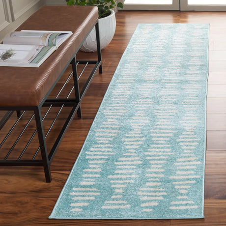 Safavieh Tulum 2'-0" x 8'-0" Rug in Turquoise / Ivory