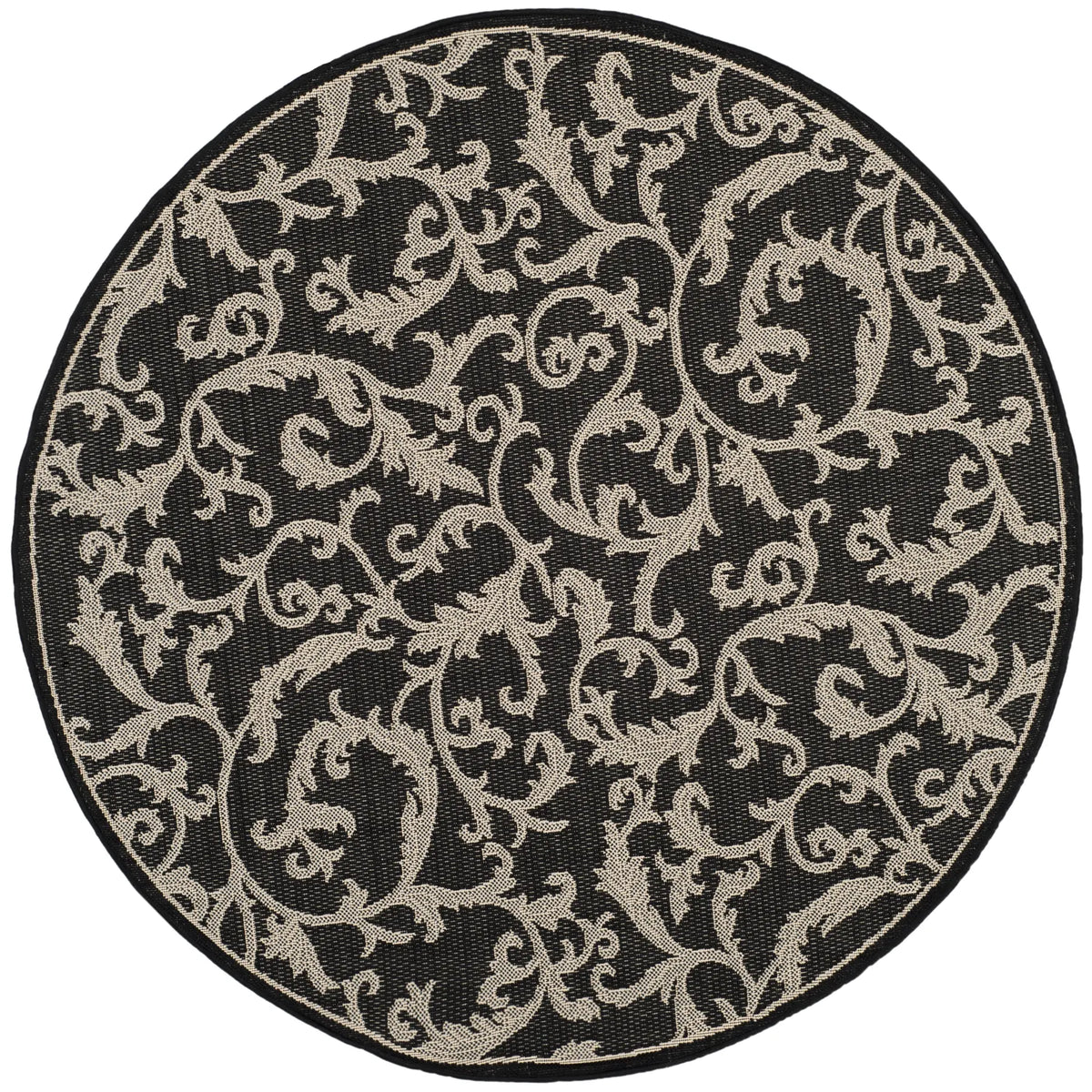 Safavieh Courtyard 5'-3" x 5'-3" Rug in Black / Sand