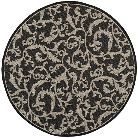 Safavieh Courtyard 5'-3" x 5'-3" Rug in Black / Sand