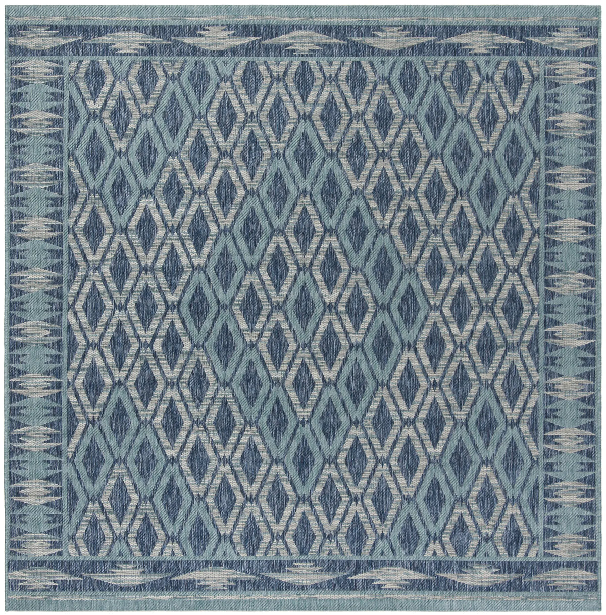 Safavieh Courtyard 6'-7" x 6'-7" Rug in Navy / Aqua