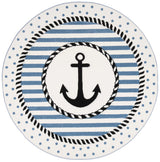 Safavieh Carousel Kids 100 5'-3" x 5'-3" Rug in Ivory / Navy