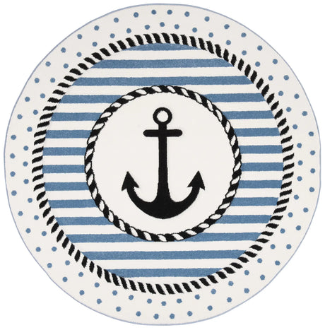 Safavieh Carousel Kids 100 5'-3" x 5'-3" Rug in Ivory / Navy