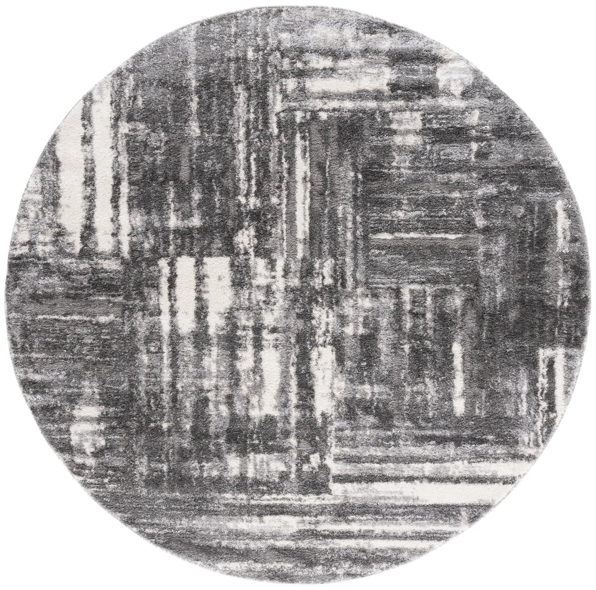 Safavieh Ravine Shag 6'-7" x 6'-7" Rug in Dark Grey / Ivory