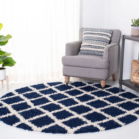Safavieh Sgd-Dallas Shag 6'-0" x 6'-0" Rug in Navy / Ivory