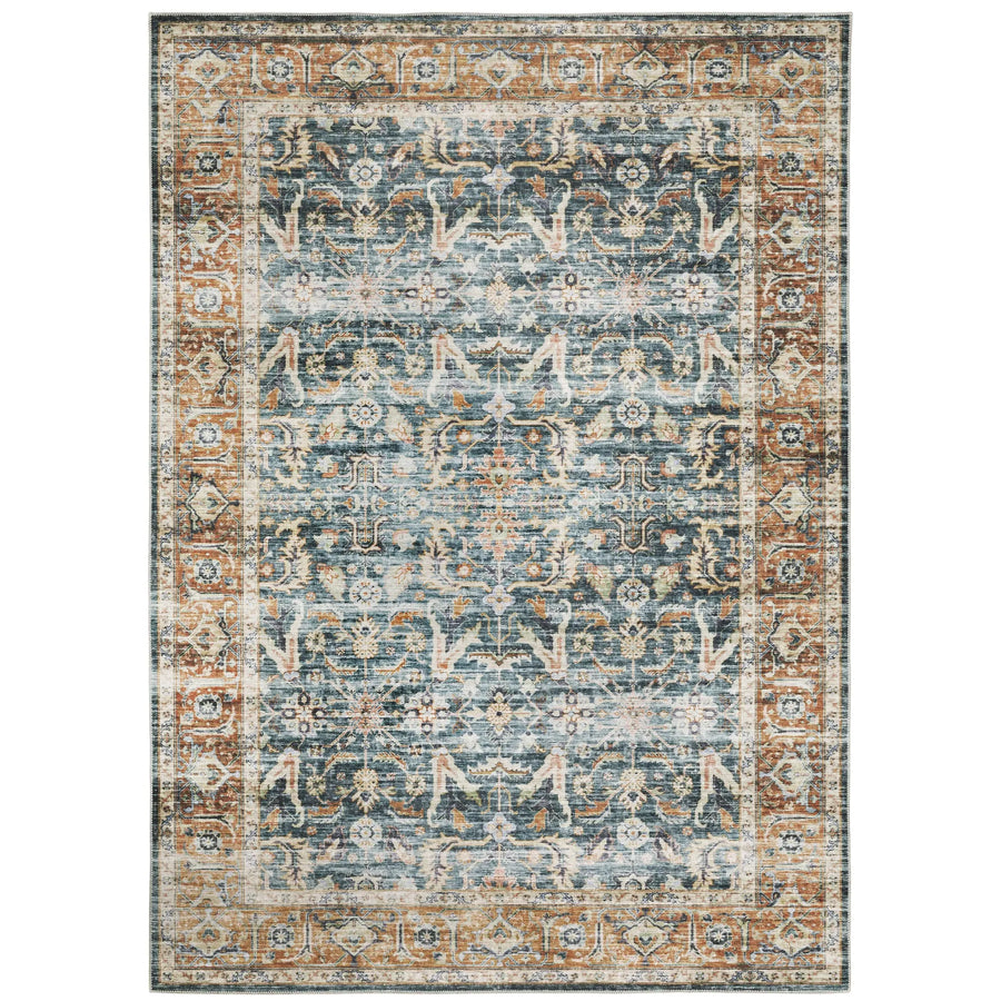 Oriental Weavers Machine Washable Charleston Cha06 Blue/ Rust Rug - main flat