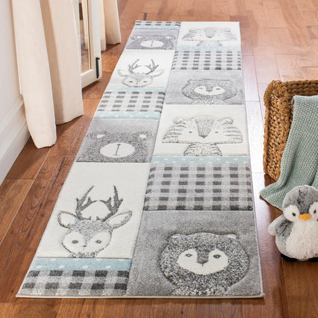 Safavieh Carousel Kids 100 2'-3" x 10'-0" Rug in Grey / Ivory