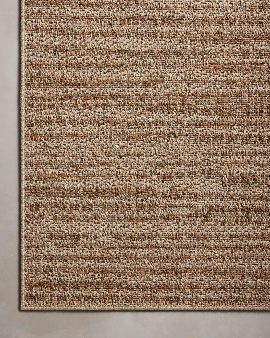 Loloi Merrick Mer-06 Oatmeal/Multi Rug - corner on wood