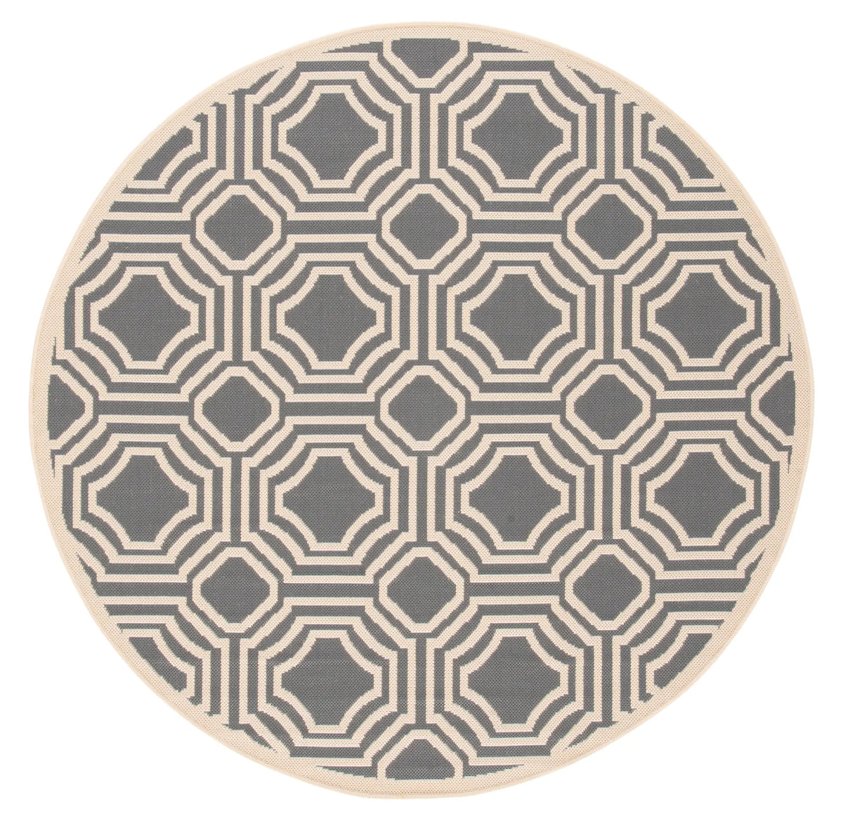 Safavieh Courtyard 5'-3" x 5'-3" Rug in Anthracite / Beige