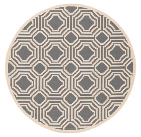 Safavieh Courtyard 5'-3" x 5'-3" Rug in Anthracite / Beige