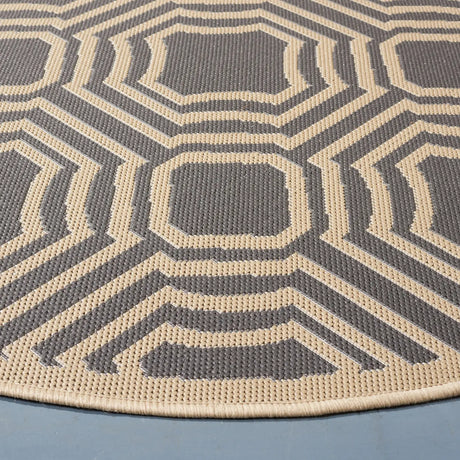 Safavieh Courtyard 5'-3" x 5'-3" Rug in Anthracite / Beige