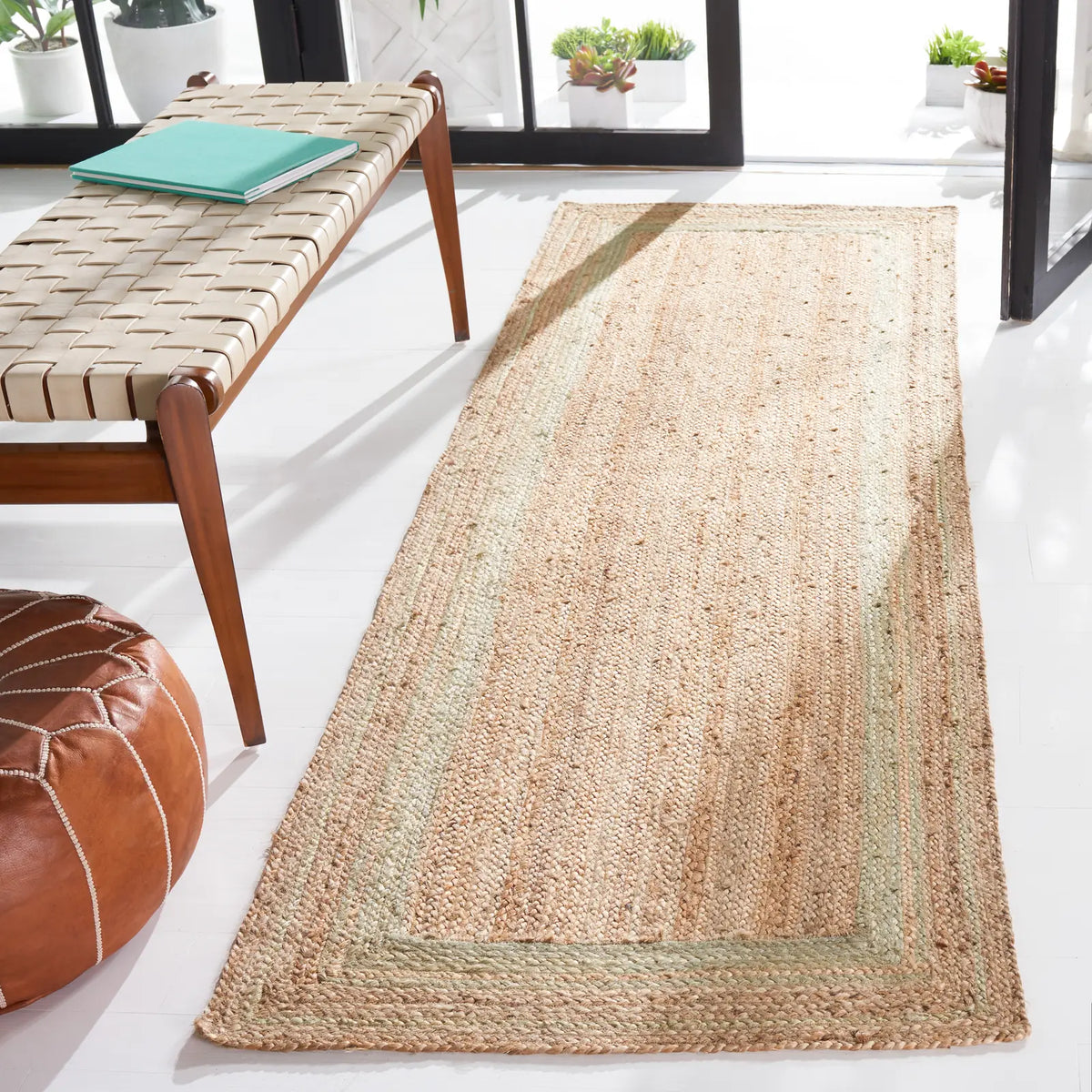 Safavieh Natural Fiber 2'-6" x 8'-0" Rug in Green / Natural