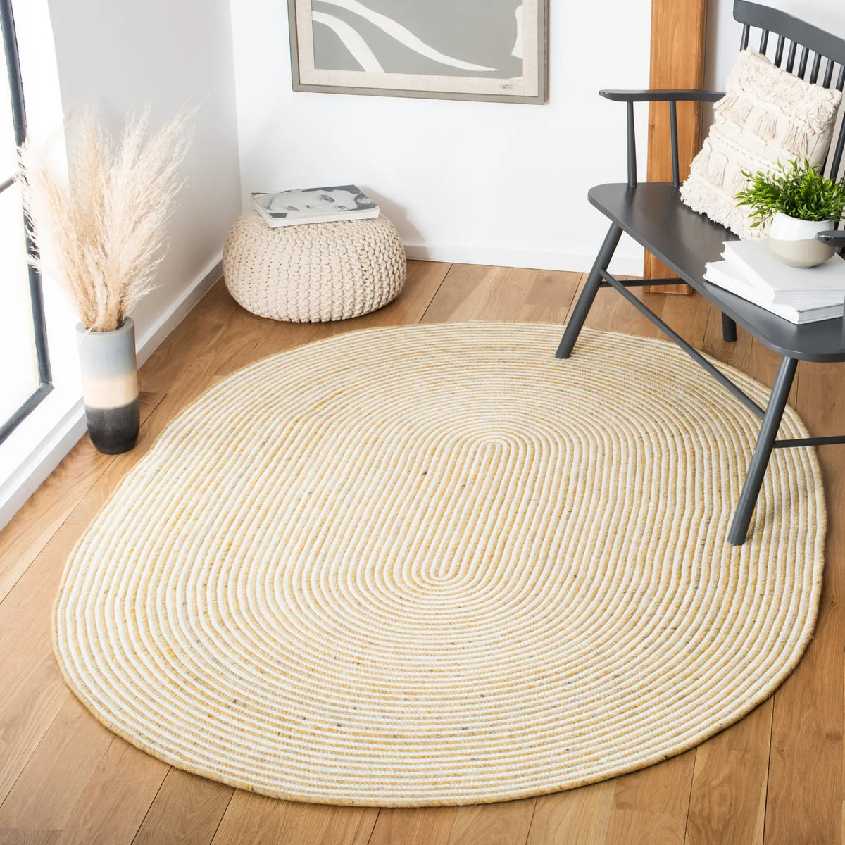 Safavieh Braided 5'-0" x 7'-0" Rug in Gold / Ivory