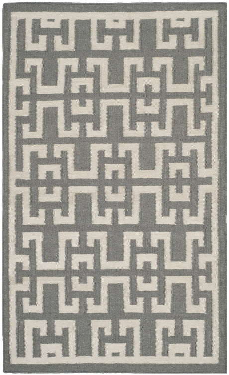 Safavieh Dhurries 3'-0" x 5'-0" Rug in Soft Grey / Ivory