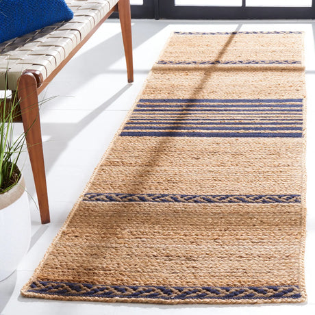 Safavieh Natural Fiber 2'-3" x 8'-0" Rug in Natural / Navy