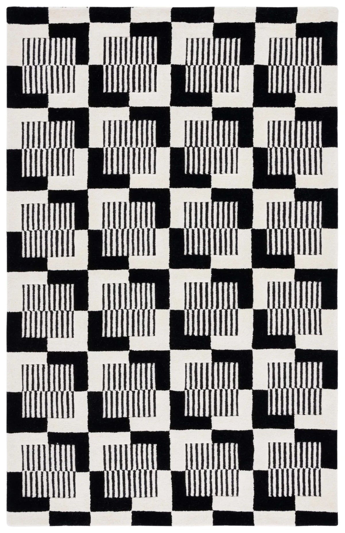 Safavieh Metro 4'-0" x 6'-0" Rug in Black / Ivory