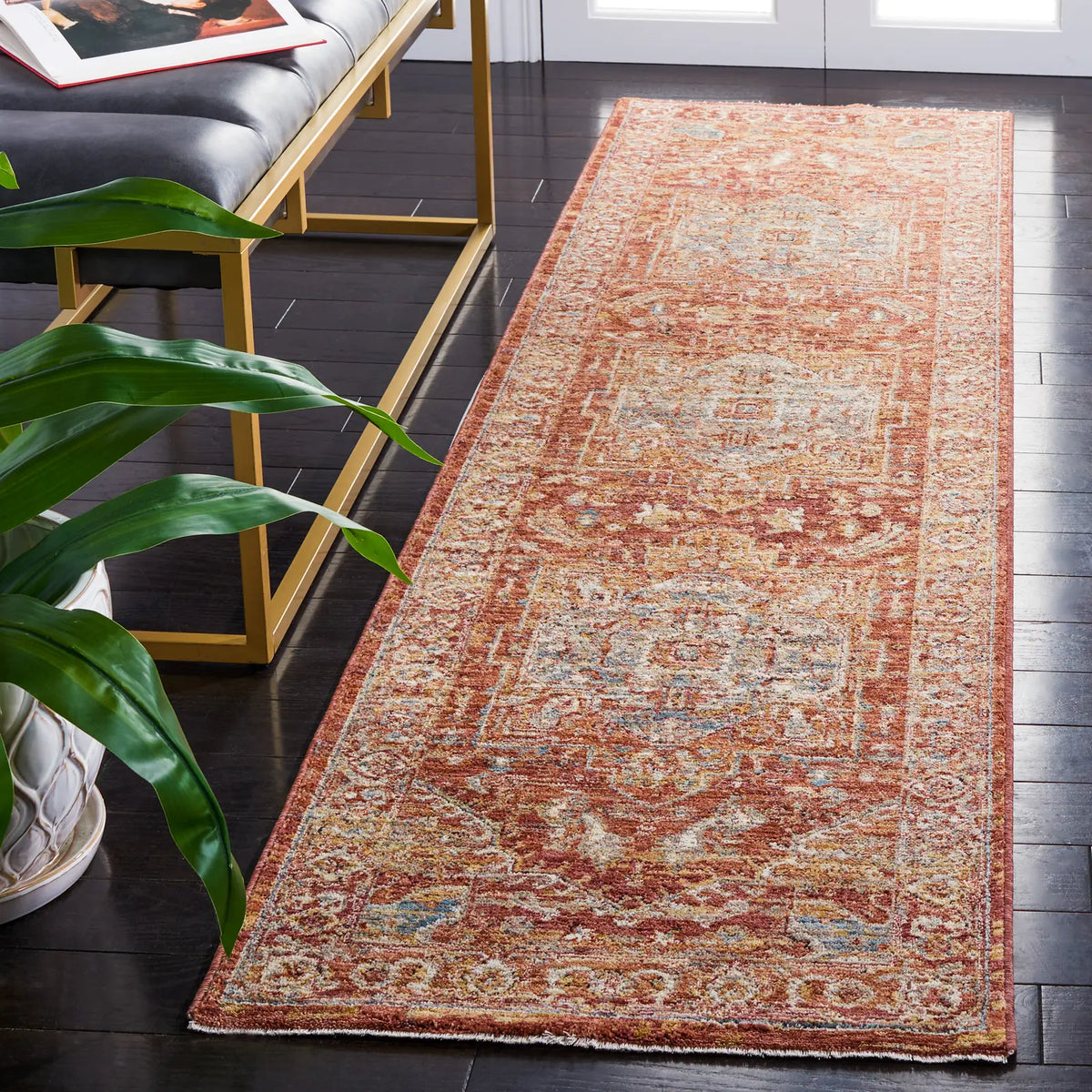 Safavieh Valencia 2'-0" x 8'-0" Rug in Rust / Beige Blue