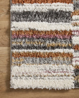 Loloi Levitt Shag Lev-03 Ivory/Sunset Rug - corner on wood