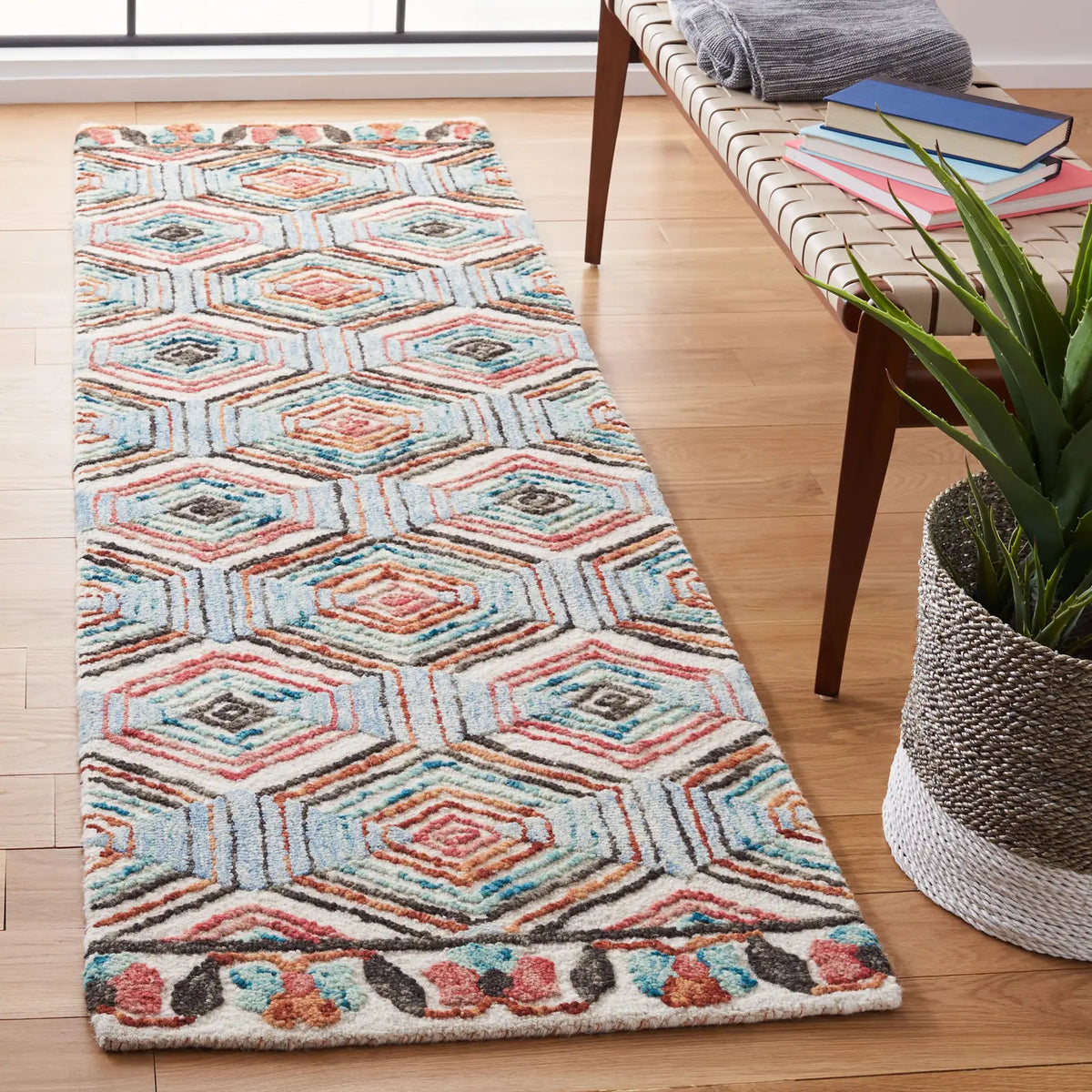 Safavieh Trace 2'-3" x 10'-0" Rug in Ivory / Light Blue