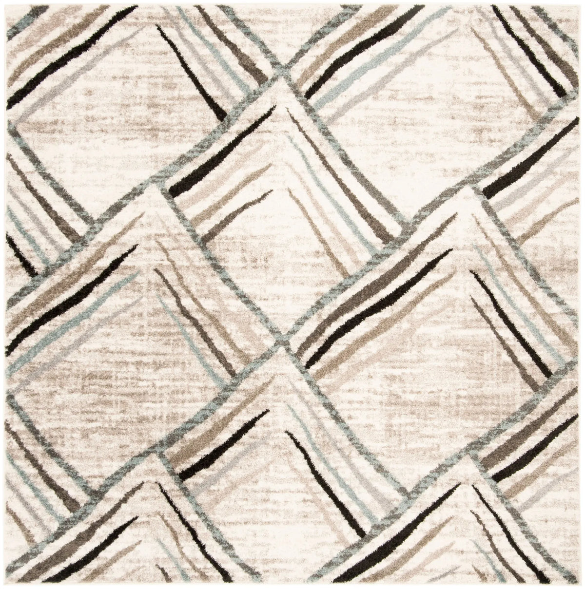 Safavieh Amsterdam 5'-1" x 5'-1" Rug in Cream / Charcoal