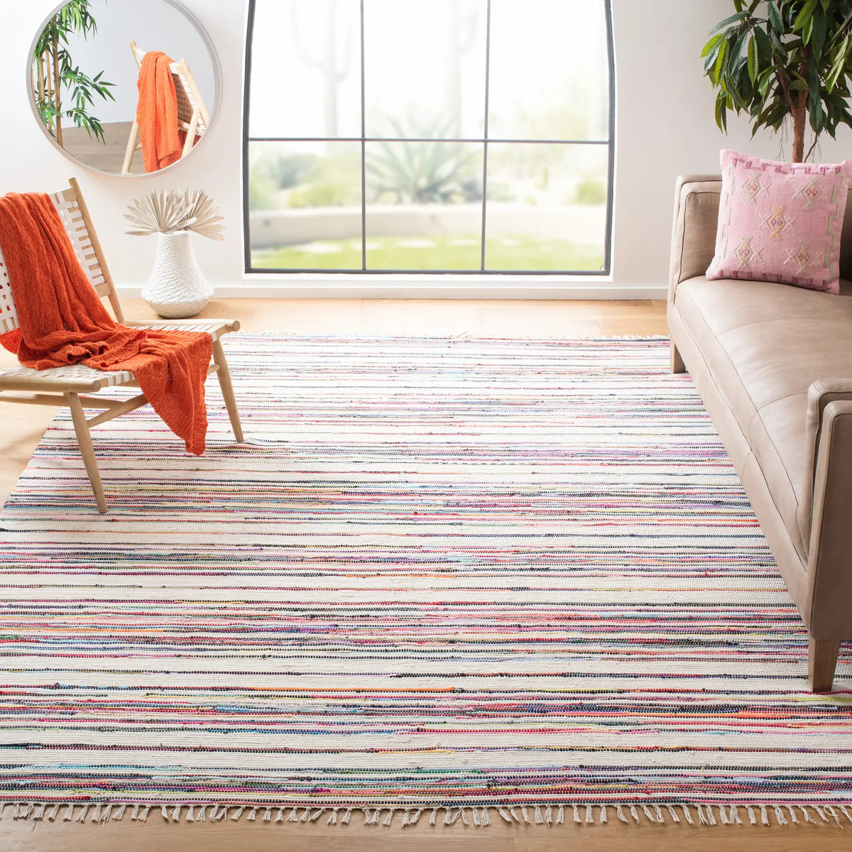 Safavieh Rag Rug 10'-0" x 14'-0" Rug in Ivory / Multi