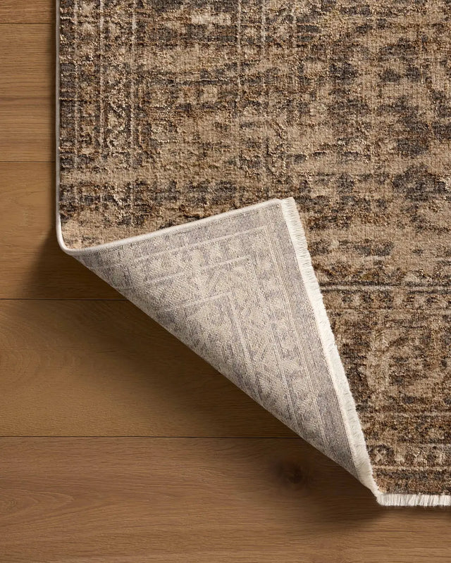 Loloi Haywood HYD-01 Granite / Natural Rug - angled corner on wood