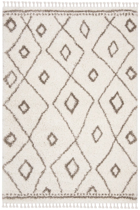 Safavieh Moroccan Fringe Shag 4'-0" x 6'-0" Rug in Ivory / Beige