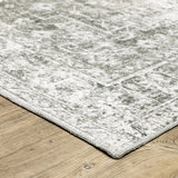 Oriental Weavers Machine Washable Malibu Mal08 Grey/ Ivory Rug - corner detail