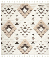 Safavieh Moroccan Tassel Shag 6'-7" x 6'-7" Rug in Ivory / Brown