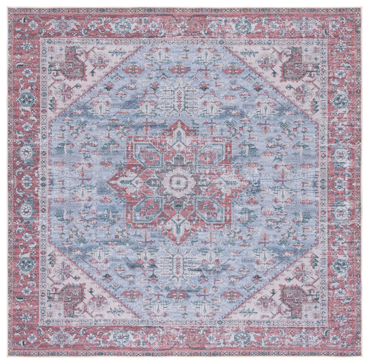 Safavieh Tucson 5'-0" x 5'-0" Rug in Grey Blue / Rust