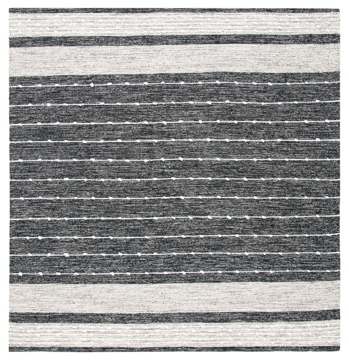 Safavieh Striped Kilim 7'-0" x 7'-0" Rug in Black / Ivory