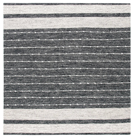 Safavieh Striped Kilim 7'-0" x 7'-0" Rug in Black / Ivory