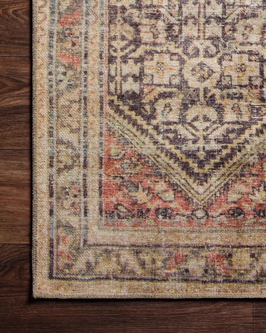 Loloi Loren Lq-17 Charcoal/Multi Rugs - corner on wood