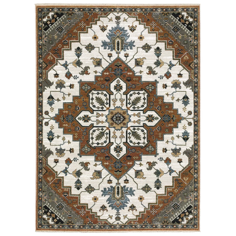 Oriental Weavers Sphinx KEIRA KEI03 Rust Medallion Rugs - main flat